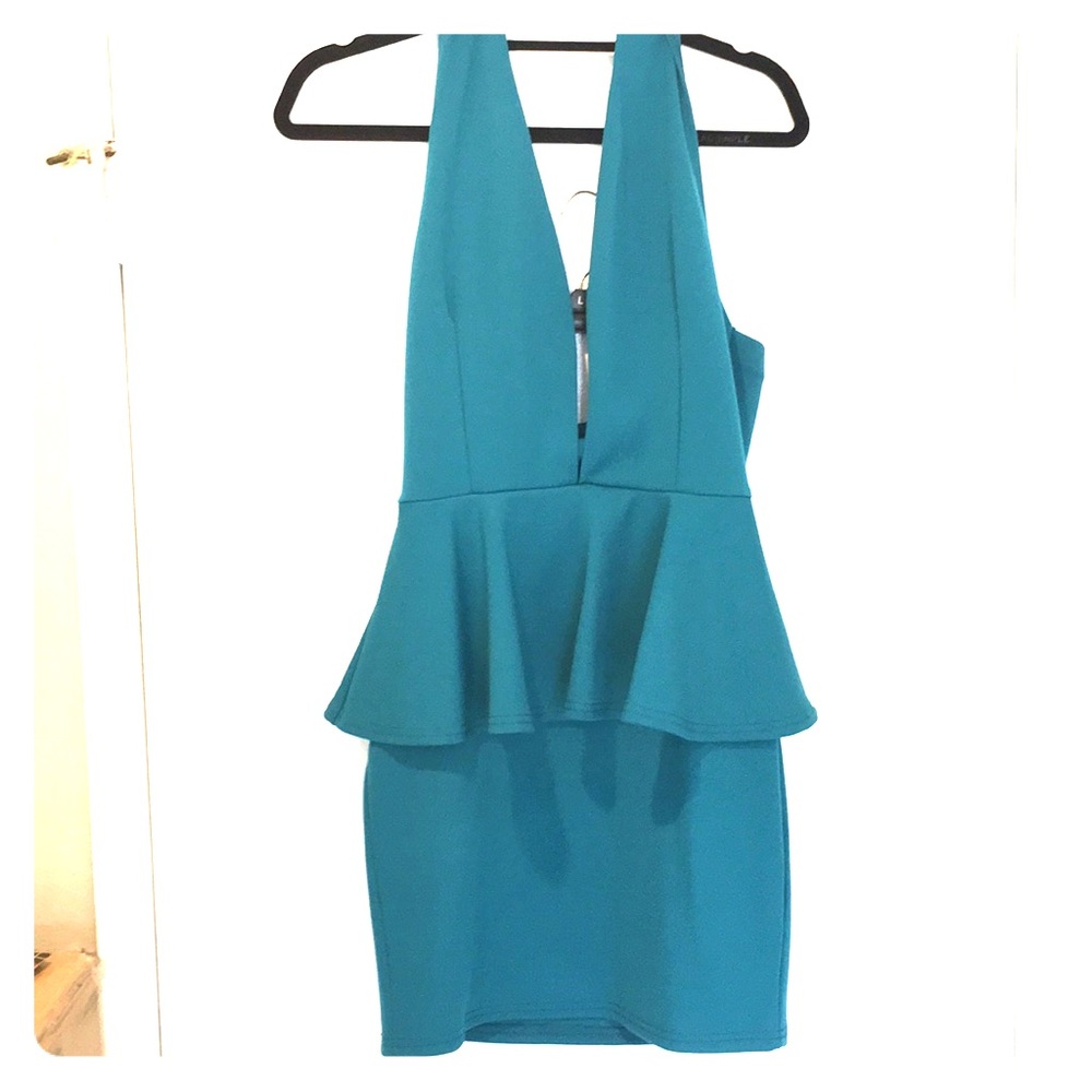 Peplum aqua dress